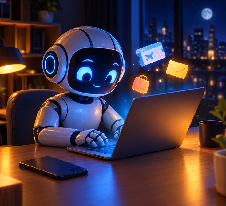 AI-Assisted Workflow concept project: A workflow diagram concept linking enquiries, replies and follow-ups.